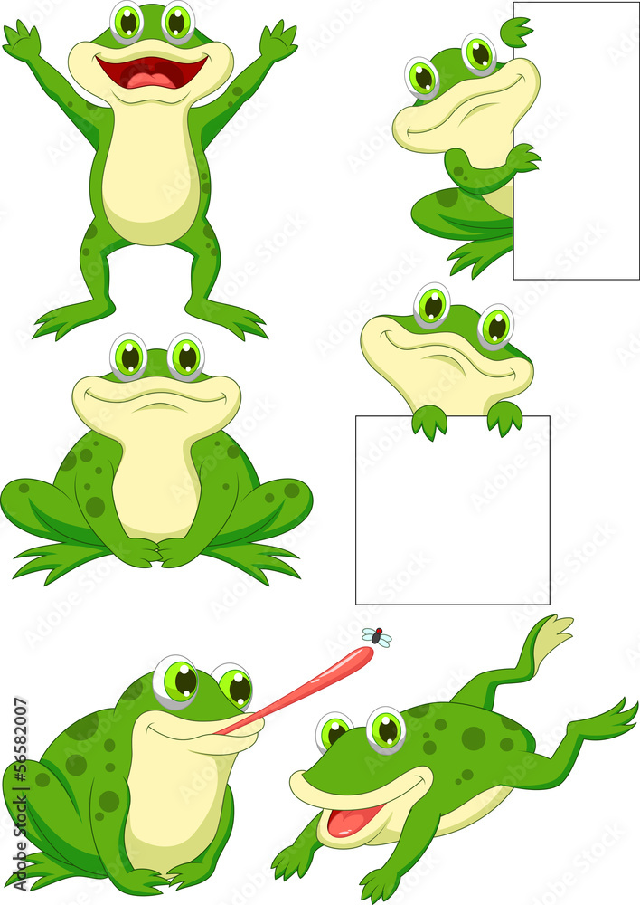 Obraz premium Cute frog cartoon collection set