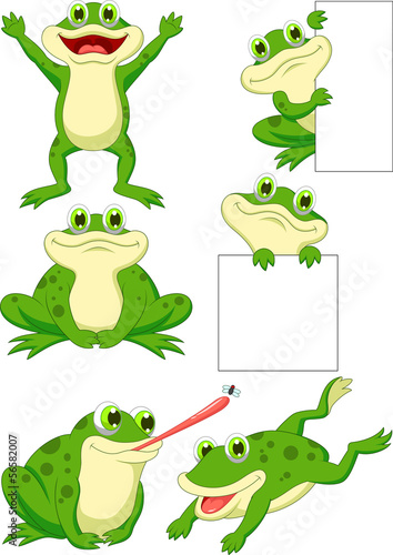 Cute frog cartoon collection set