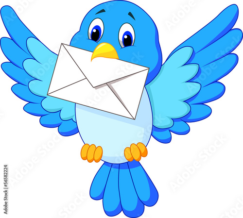Cute bird delivering letter
