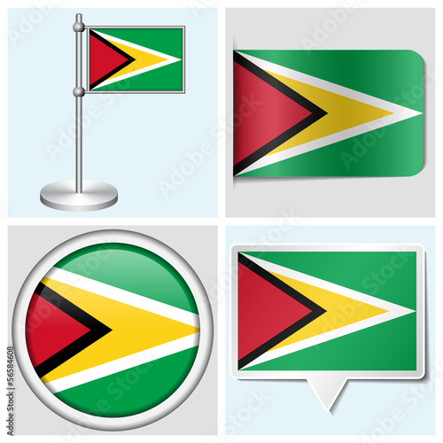 Free Download Guyana flag - sticker, button, label and flagstaff - GFXLoad