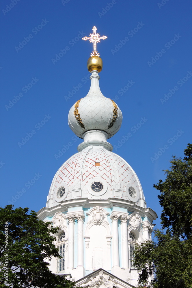 Dome of Smolny Cathedral in Saint Petersburg, Russia