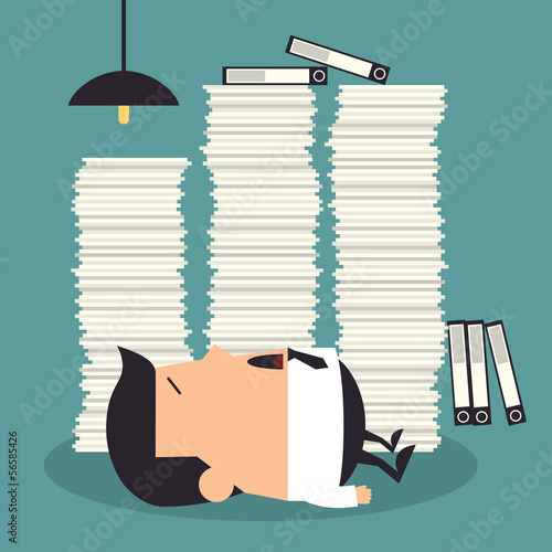 Hard working night in office, Business concept