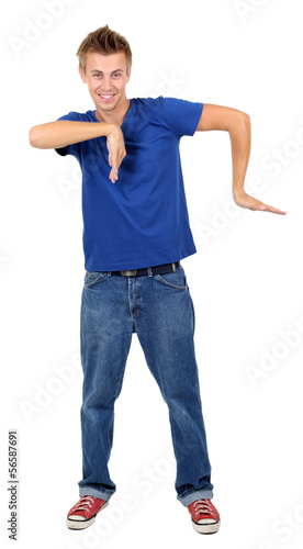 Handsome young man dancing ...