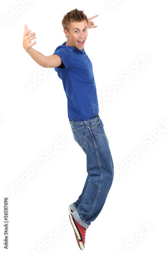 Handsome young man dancing ...