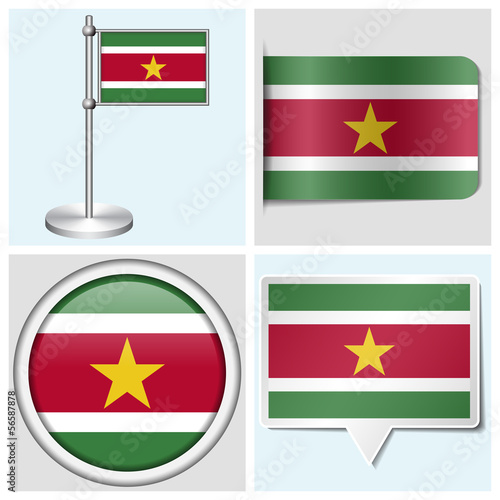 Suriname flag - sticker, button, label and flagstaff Free Download Suriname flag - sticker, button, label and flagstaff - GFXLoad