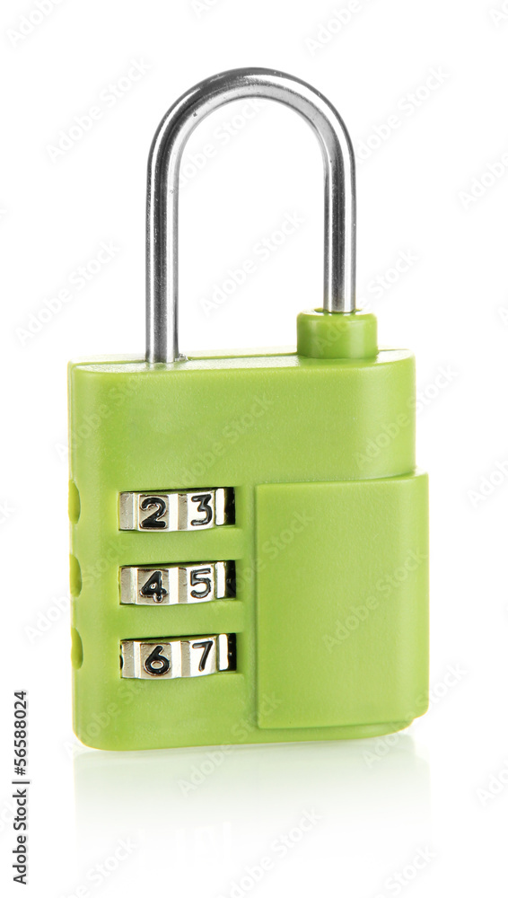 Green padlock isolated on white Green padlock isolated on white