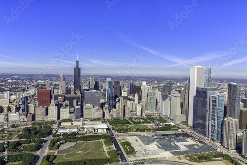 Chicago skyline panorama aerial view