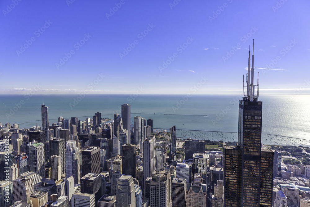 Fototapeta premium Chicago skyline panorama aerial view