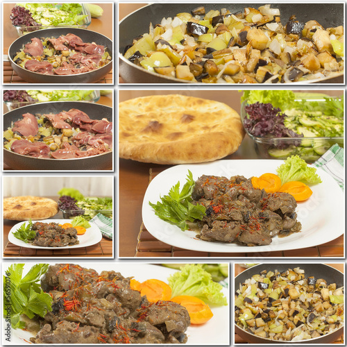 collage of fried chicken liver foods
