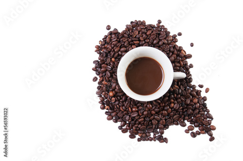 Cup in coffe beans