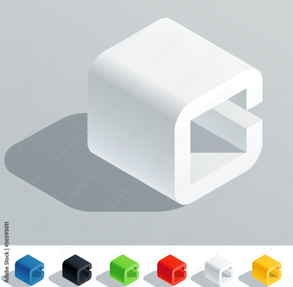 Solid colored letter in isometric view. Letter C Solid colored letter in isometric view. Letter C