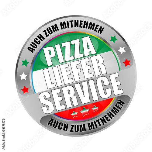 Bügel Button Silber Pizza Lieferservice