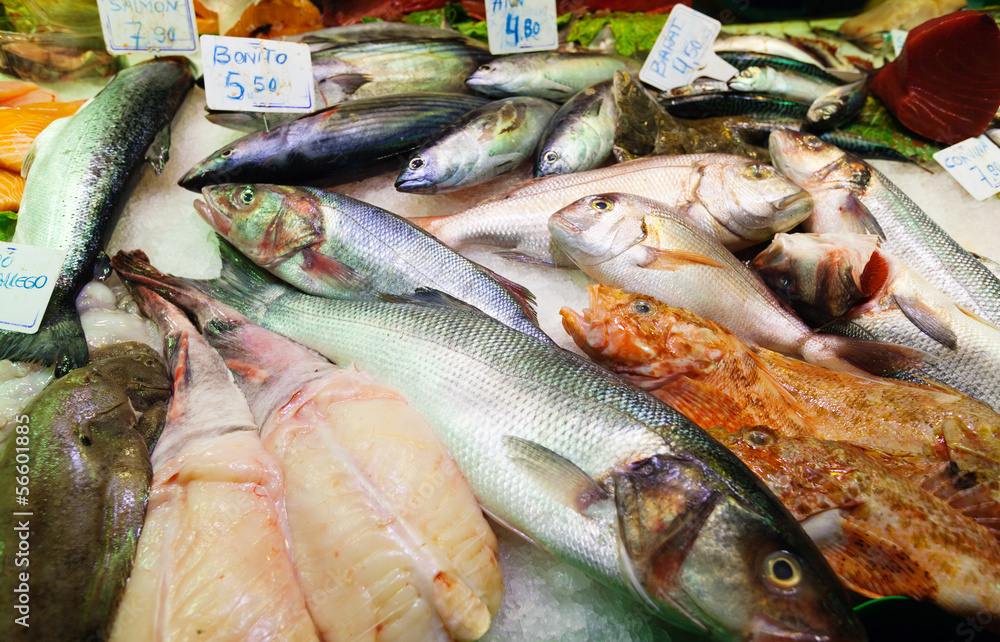 Fototapeta premium fish on spanish market counter