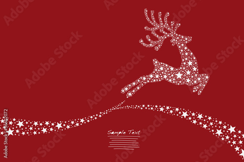reindeer flying stars red background