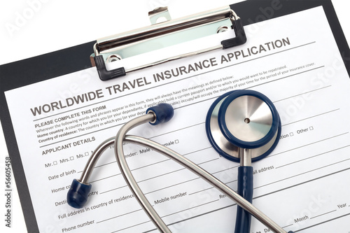 Travel insurance application with stethoscope