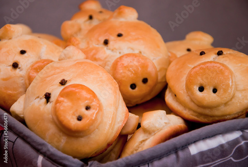 Delicious cookies in form of small nice pigs photo