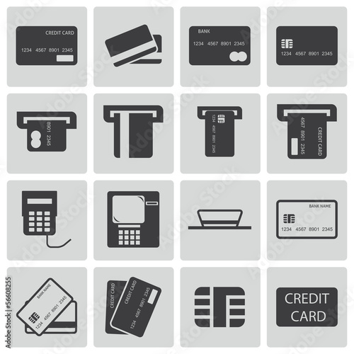 Vector black  credit cart  icons set