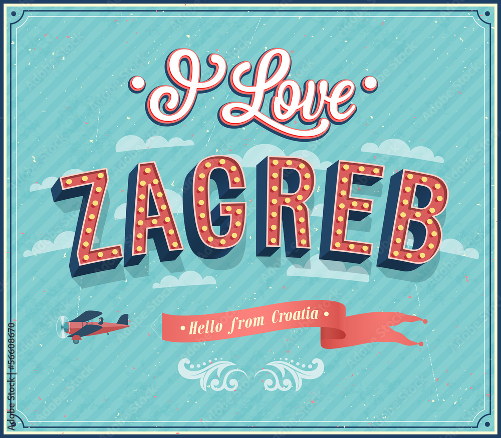 Obraz premium Vintage greeting card from Zagreb - Croatia.