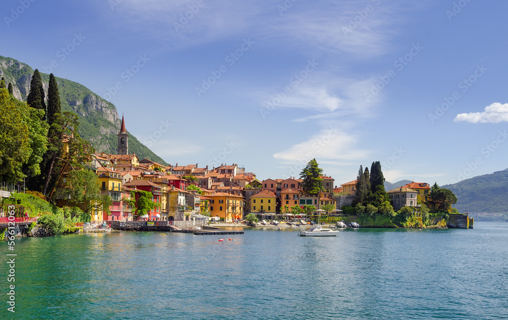 Colorful town Varenna seen from Lake Como