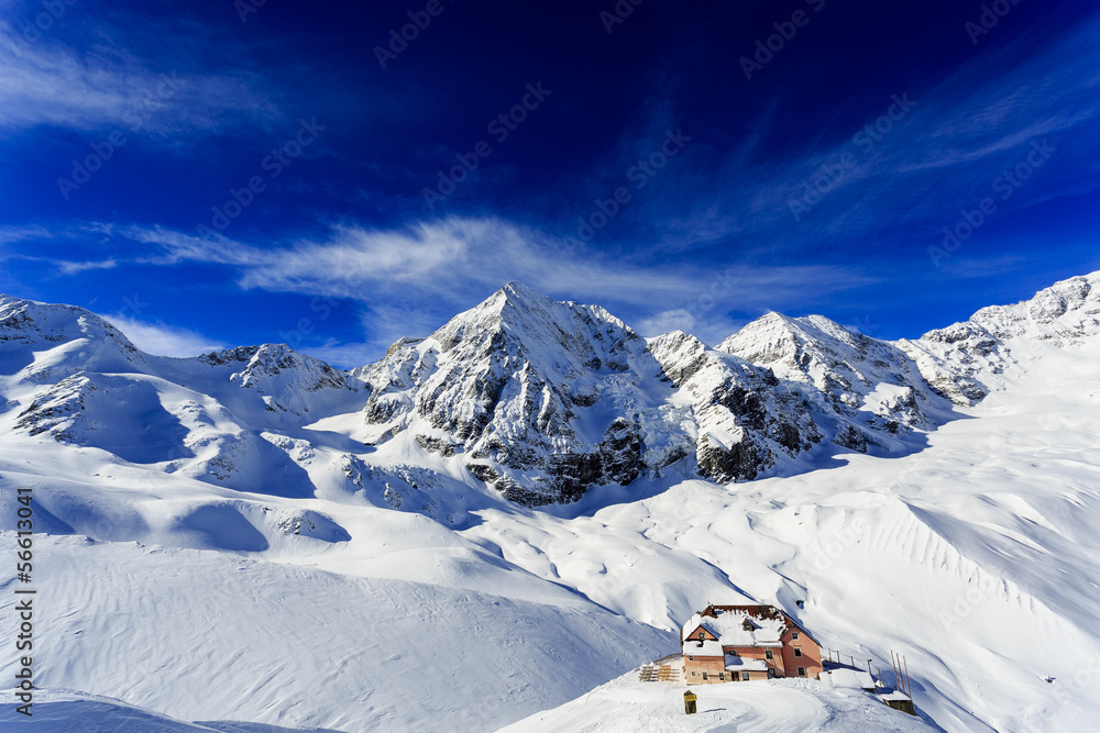 Fototapeta premium Winter mountains, Rifugio Citta di Milano - Italy