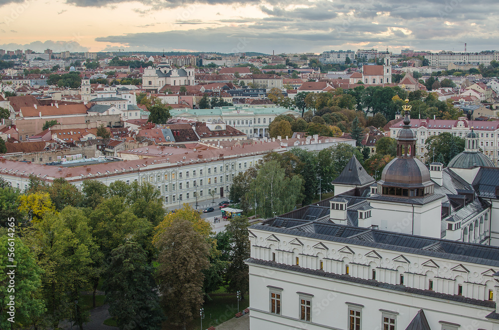 Autumn in Old Town of Vilnius, Lithuania. Bird's-eye view