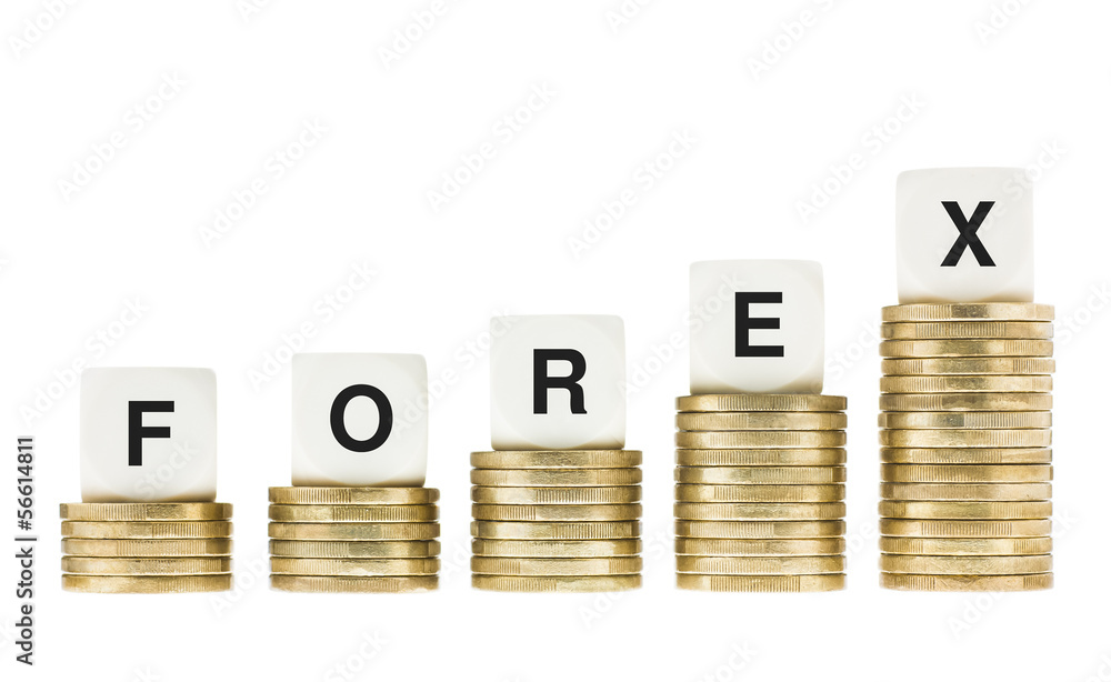 FOREX (Foreign Currency Exchange Market) on Gold Coins Isolated FOREX (Foreign Currency Exchange Market) on Gold Coins Isolated