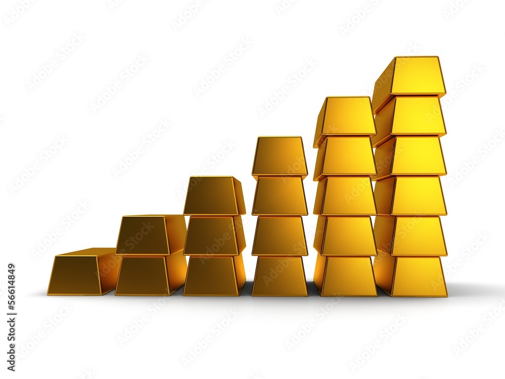business graph of gold bars 3d render business graph of gold bars 3d render