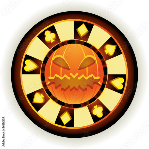Halloween poker chip, vector illustration