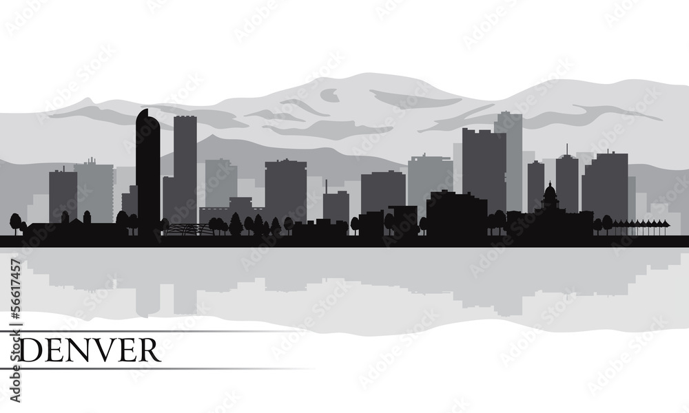 Naklejka premium Tło sylwetka panoramę miasta Denver