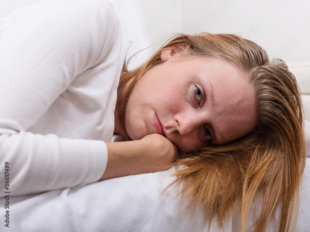 Portrait of woman with headache Portrait of woman with headache