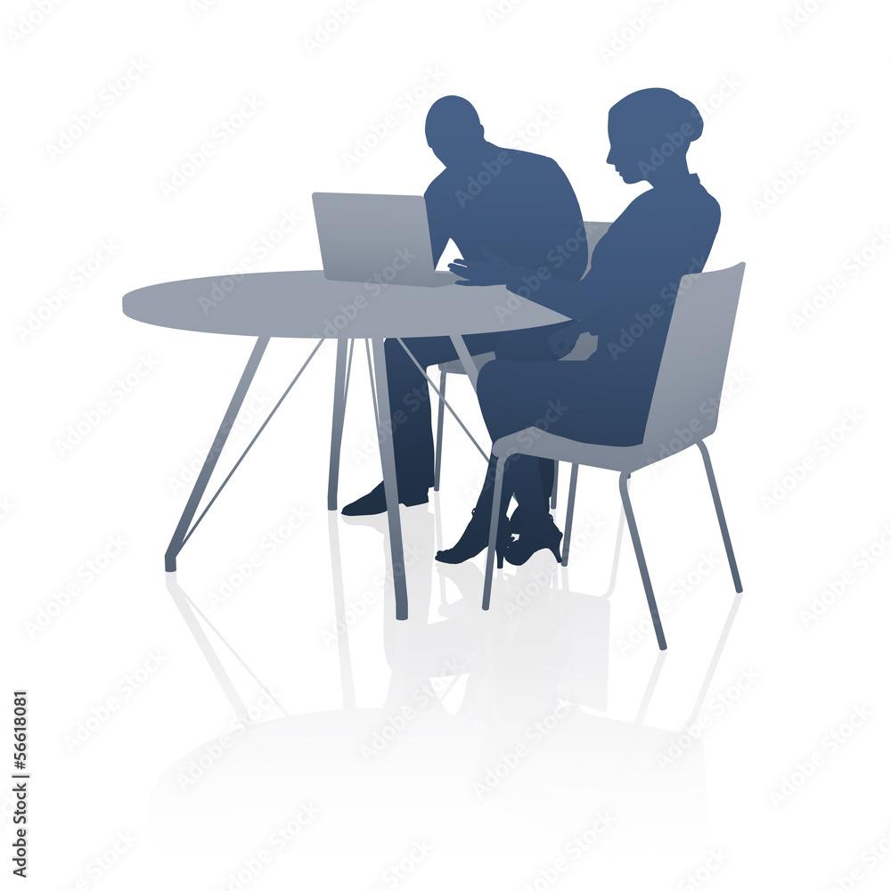Geschäftsleute, Besprechung, Zusammenarbeit / Silhouette Geschäftsleute, Besprechung, Zusammenarbeit / Silhouette