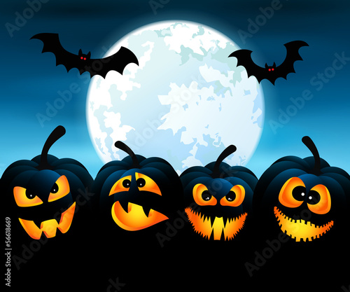 Halloween night with pumpkins