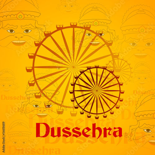 vector illustration of giant wheel in Dussehra mela with Ravana