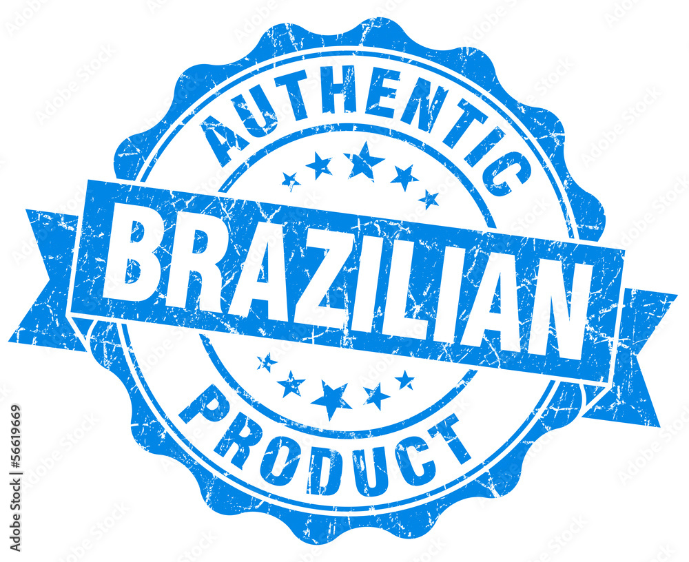 Fototapeta premium Brazilian product blue grunge scratched stamp