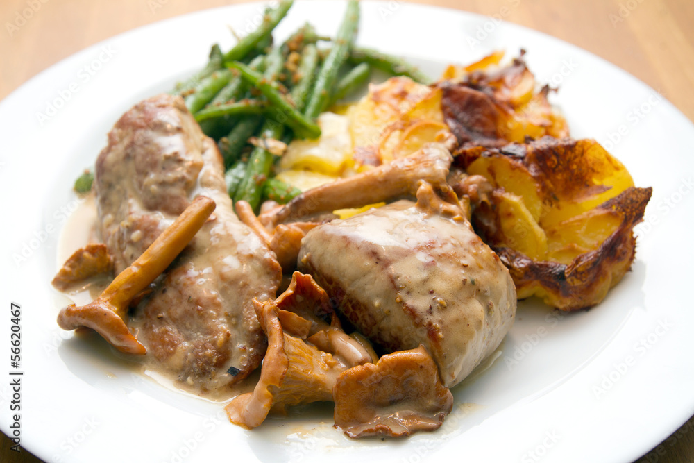 Schweinefilet mit Kartoffelgratin und Bohnen Schweinefilet mit Kartoffelgratin und Bohnen