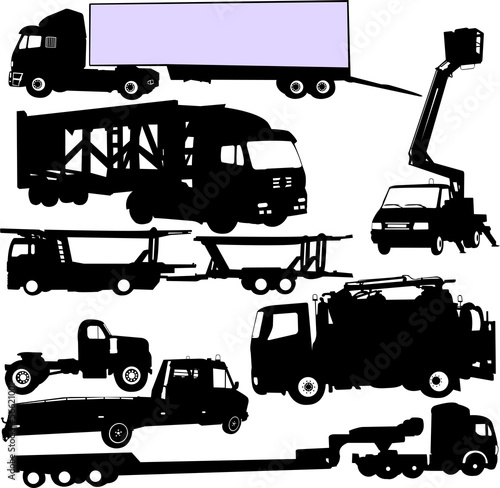 truck silhouettes set - vector