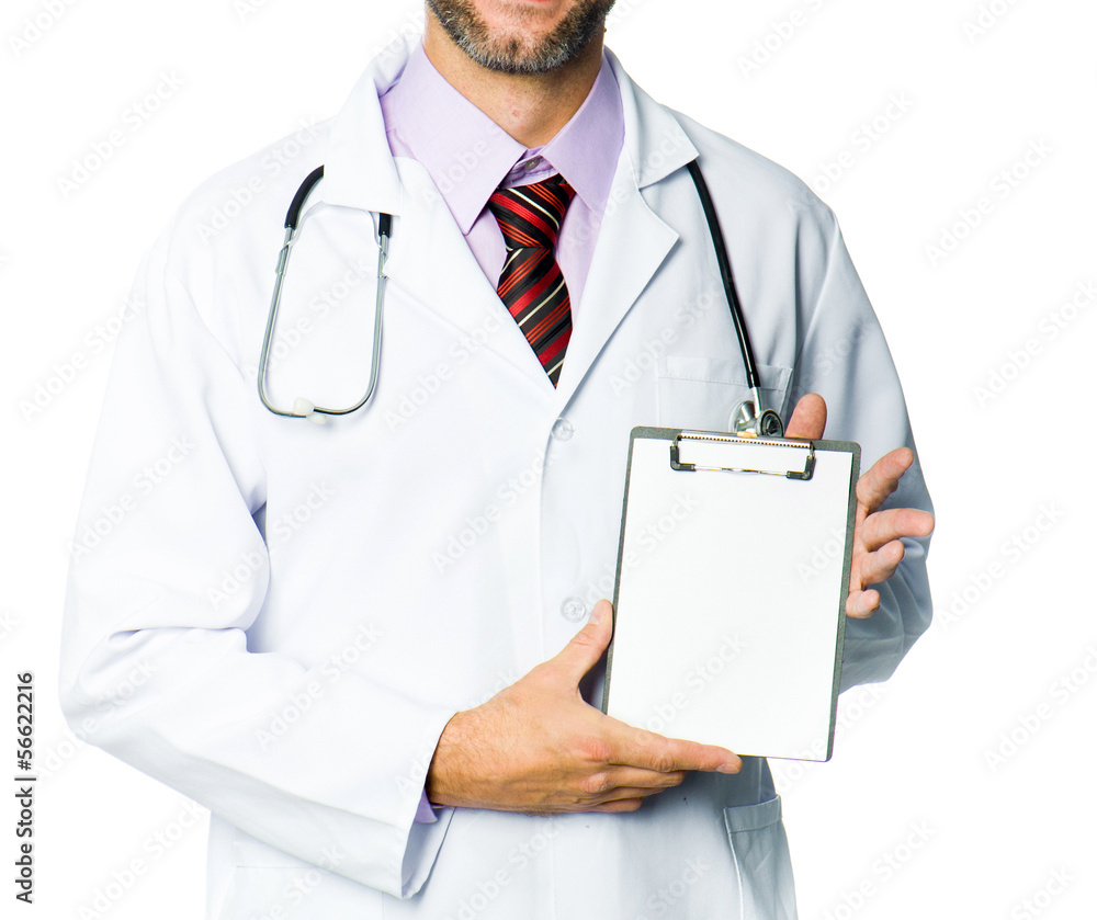 Portrait of a smiling doctor with health record Portrait of a smiling doctor with health record