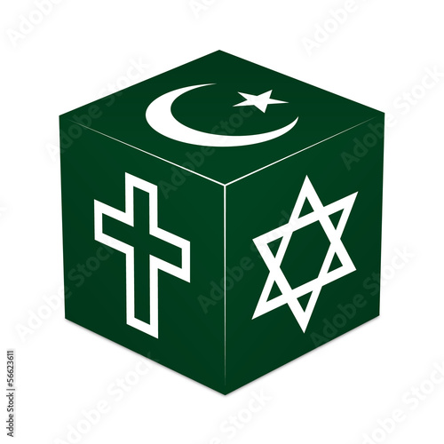 Christianity, Islam, Judaism - Forest Green Cube
