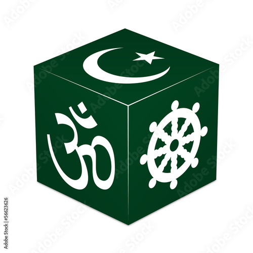 Hinduism, Buddhism, Islam - Forest Green Cube