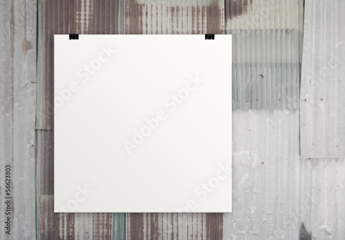 blank paper card 3d on composition wall