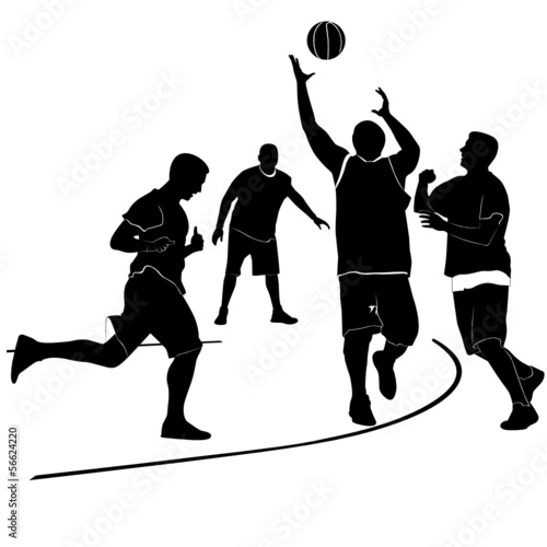 Athletes men are playing basketball