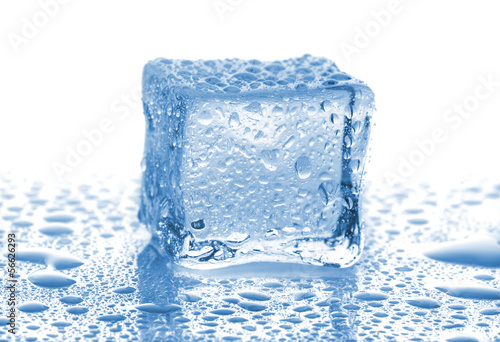 Ice cube with drops of water