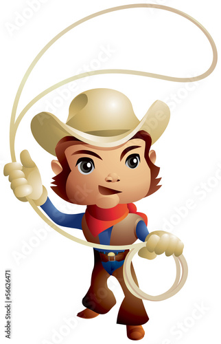 Cowboy throwing lasso chibi style