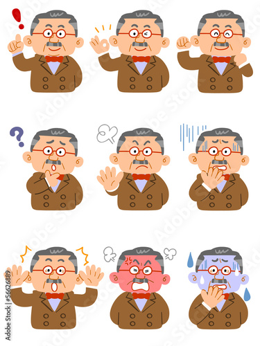 富裕層の男性　様々な表情