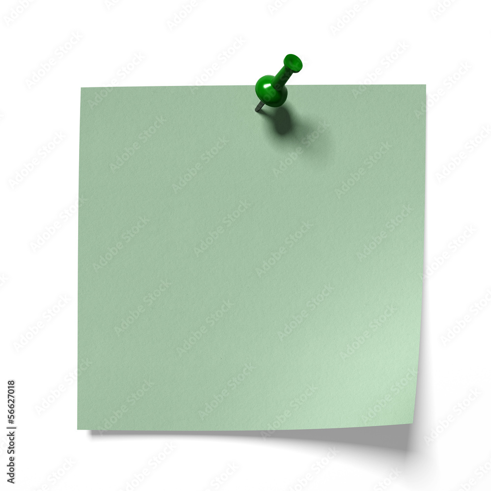 Green sheet pinned pushpin Green sheet pinned pushpin