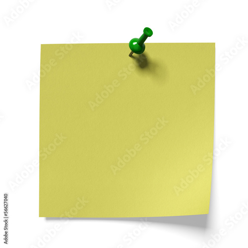 Yellow sheet pinned pushpin