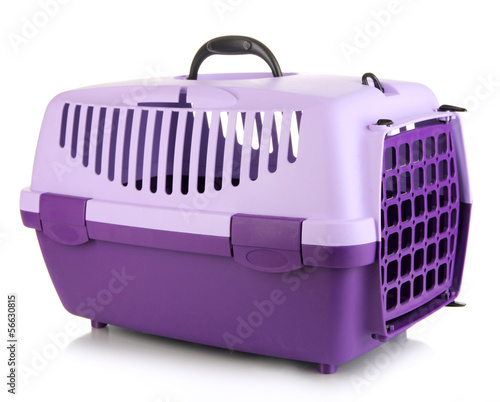 Pet travel plastic cage isolated on white