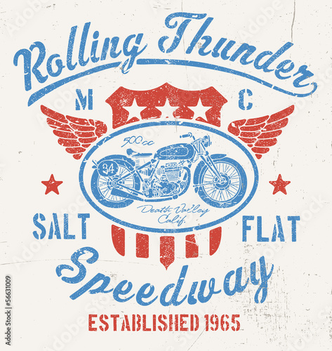 Rolling Thunder Vintage Motorcycle Graphic