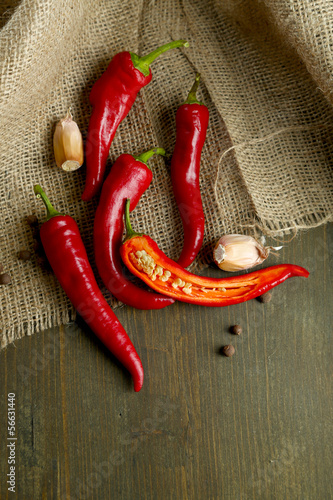 Red hot chili peppers  and garlic,