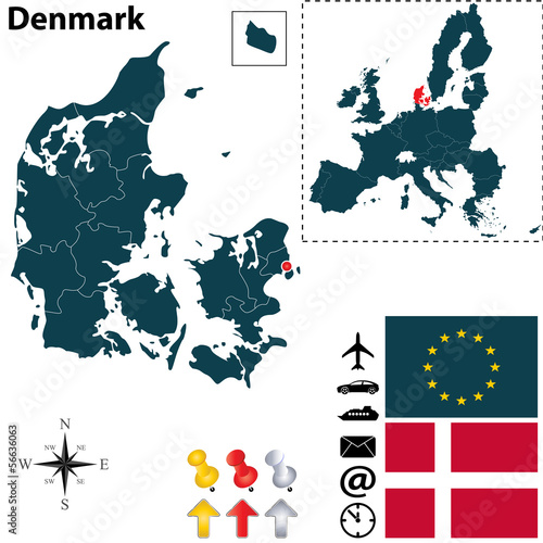 Map of Denmark with European Union